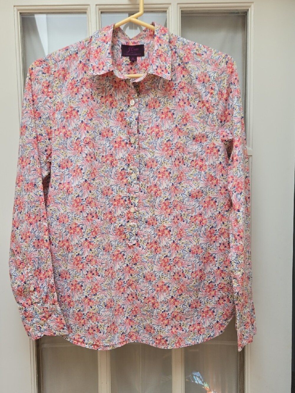 J. Crew Liberty Fabric Floral Cotton Button Pop-over Blouse